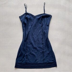 Free People Cotton Lace Trim Navy Blue Slip Dress